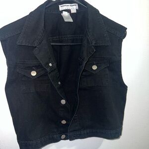 American Apparel Black Denim Vest with Snap Buttons